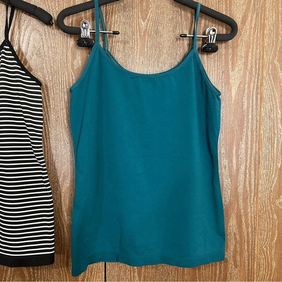 Worthington Women's 2pc Tank Top L/XL Blue & Black White Striped Stretchy Casual - Picture 3 of 11